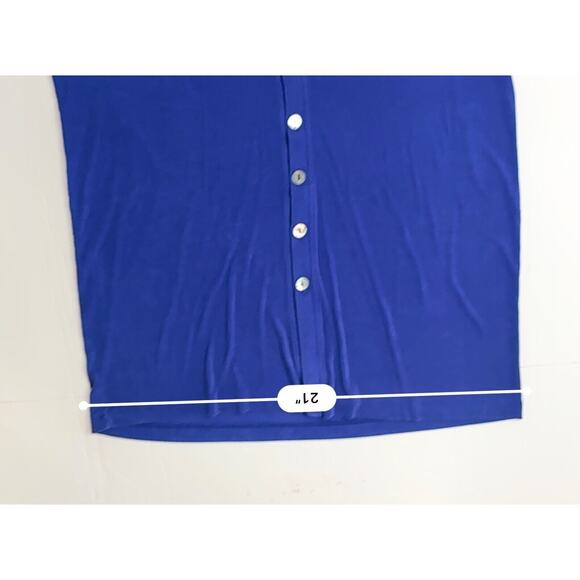 Chico's Royal Blue Mother of Pearl Button Up Long Cardigan sz 2 Large (12-14) - Picture 6 of 9